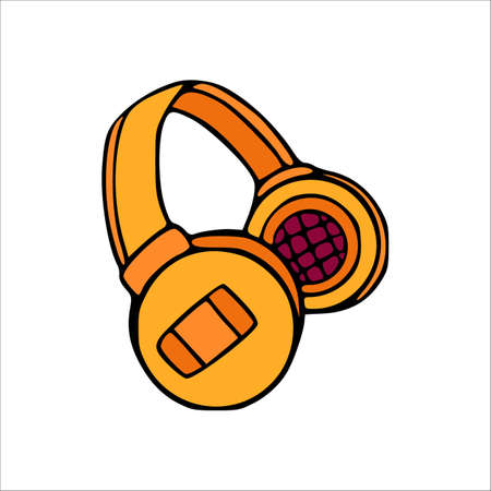Headphones cartoon icon. Vector hand drawn music device illustration isolated.のイラスト素材