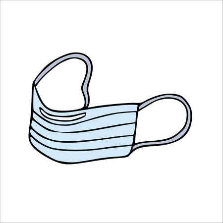 Medicine mask cartoon doodle icon. Hand drawn sketch illustration of protection viruses. Vector isolated graphic.のイラスト素材