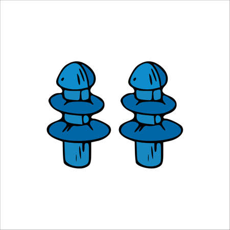 Blue earplugs cartoon icon. Vector isolated illustration of protection noise.のイラスト素材