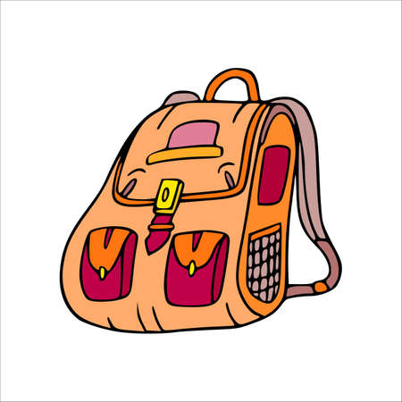 Backpack for travel doodle cartoon icon. Vector isolated illustration of casual baggage.のイラスト素材