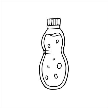 Bottle of water in doodle style. Vector hand drawing.のイラスト素材
