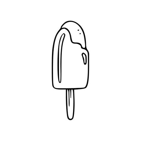 Doodle vector icecream eskimo. Vector isolated icon line art.のイラスト素材