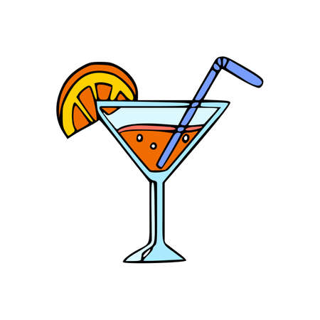 Refreshing alcohol cocktail with citrus for summer. Vector cartoon isolated illustration.のイラスト素材