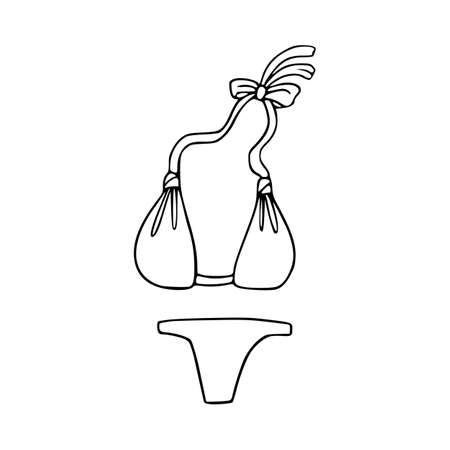 Doodle bikini summerwear vector. Isolated lingerie hand drawing.のイラスト素材