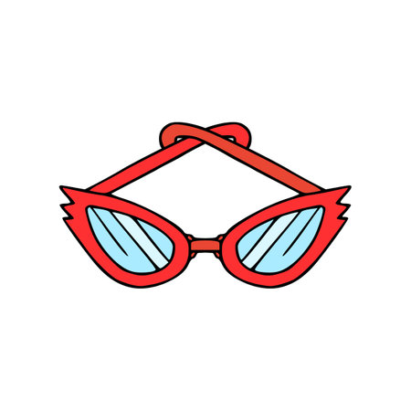 Red stylish lady sunglasses in cartoon style. Vector isolated illustration.のイラスト素材