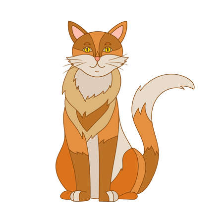 Tabby ginger cat vector isolated character. cartoon kitty portrait.のイラスト素材
