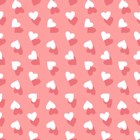 Pink Saint Valentine day seamless pattern with hearts. Cute illustration for lovely presents. Vector...