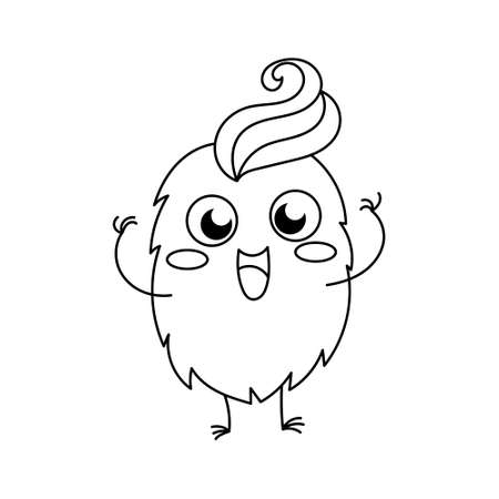 Cute and funny baby monster coloring book page for kids with doodle Vector hand drawn isolated.のイラスト素材