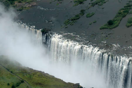 Aerial shot of Victoria Falls, Livingstone, Zambiaの写真素材