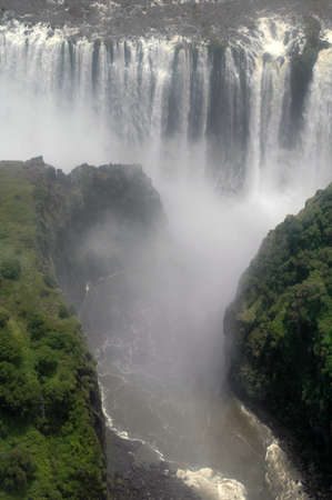 Aerial shot of Victoria Falls, Livingstone, Zambiaの写真素材