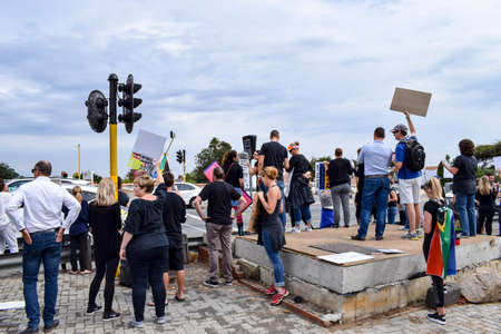 JOHANNESBURG, SOUTH AFRICA - APRIL 7, 2017: South African citizens protesting the presidency of South African President Jacob Zumaのeditorial素材