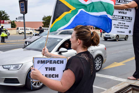 JOHANNESBURG, SOUTH AFRICA - APRIL 7, 2017: South African citizens protesting the presidency of South African President Jacob Zumaのeditorial素材