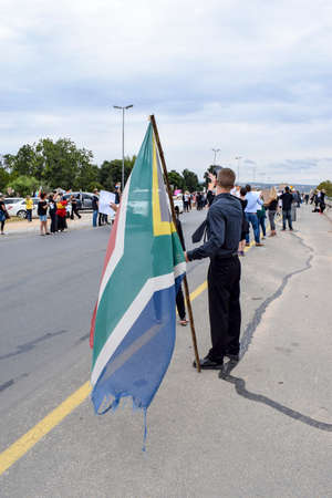 JOHANNESBURG, SOUTH AFRICA - APRIL 7, 2017: South African citizens protesting the presidency of South African President Jacob Zumaのeditorial素材