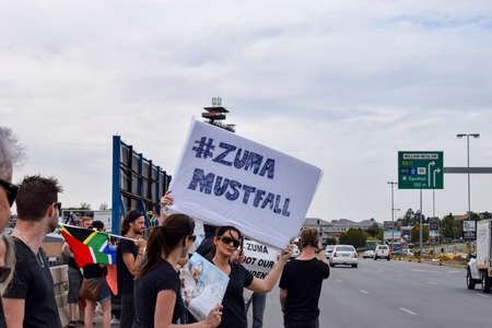 JOHANNESBURG, SOUTH AFRICA - APRIL 7, 2017: South African citizens protesting the presidency of South African President Jacob Zumaのeditorial素材