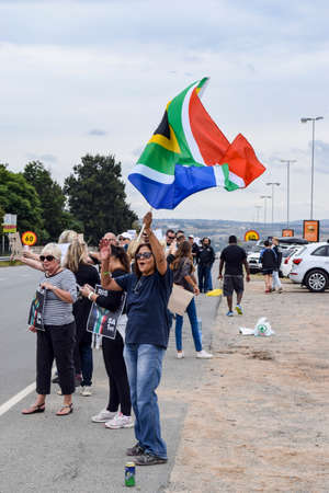 JOHANNESBURG, SOUTH AFRICA - APRIL 7, 2017: South African citizens protesting the presidency of South African President Jacob Zumaのeditorial素材