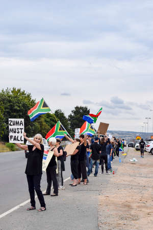 JOHANNESBURG, SOUTH AFRICA - APRIL 7, 2017: South African citizens protesting the presidency of South African President Jacob Zumaのeditorial素材