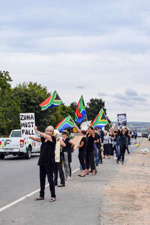 JOHANNESBURG, SOUTH AFRICA - APRIL 7, 2017: South African citizens protesting the presidency of South African President Jacob Zumaのeditorial素材