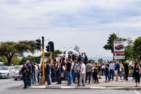 JOHANNESBURG, SOUTH AFRICA - APRIL 7, 2017: South African citizens protesting the presidency of South African President Jacob Zumaのeditorial素材