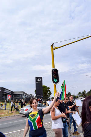 JOHANNESBURG, SOUTH AFRICA - APRIL 7, 2017: South African citizens protesting the presidency of South African President Jacob Zumaのeditorial素材
