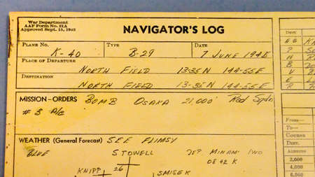 WWII Navigator's Log, Pima Air and Space Museum, Arizona, USA