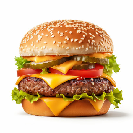 Hamburger isolated on a white background. 3d rendering.の素材