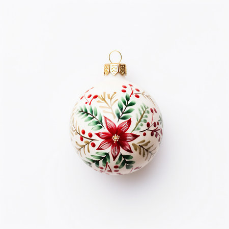 Christmas ball isolated on white background. Top view. Flat lay.の素材