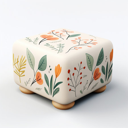 3d illustration of square box with floral pattern isolated on white backgroundの素材