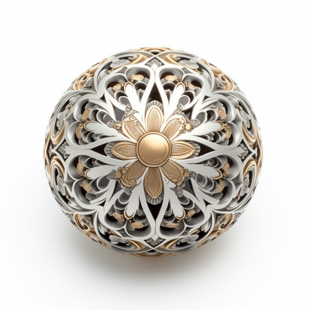 3d render of an ornate Christmas ball on a white backgroundの素材