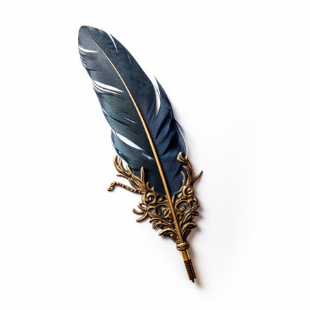 Feather of a bird on a white background. Place for text.の素材