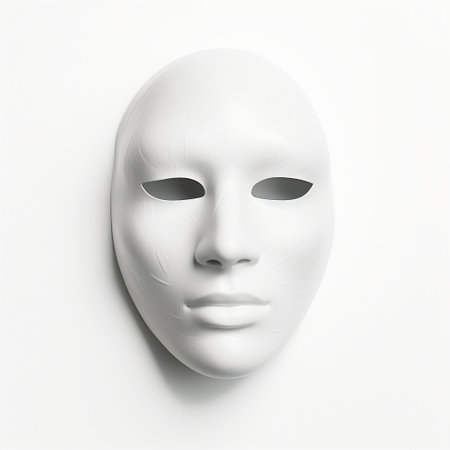 White mask isolated on a white background. 3d rendering, 3d illustration.の素材