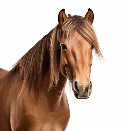 Portrait of a horse isolated on white background. Studio shot.の素材