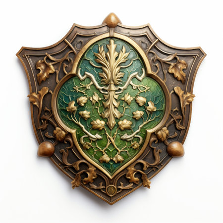 Ornament in the form of a shield on a white backgroundの素材