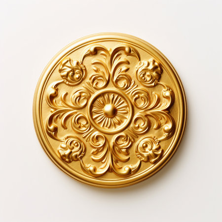 Golden ornament on a white background. 3d illustration. Square.の素材