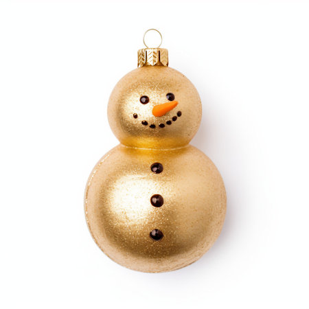Christmas snowman isolated on white background. Top view. Flat lay.の素材