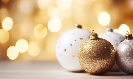 Christmas decoration on bokeh background with copy space for your textの素材
