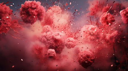 Explosion of red and pink smoke. 3d rendering, 3d illustration.の素材