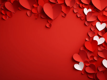 Valentine's day background with paper hearts. Vector illustration.の素材