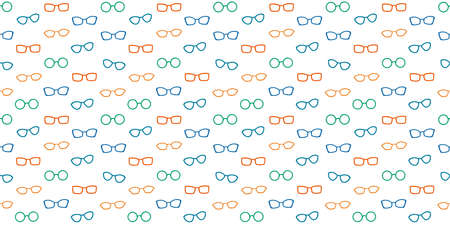 Vector colorful seamless pattern with glasses isolated on white background. Flat style illustration for fabric, textiles, scrapbooking, clothing, advertising.のイラスト素材