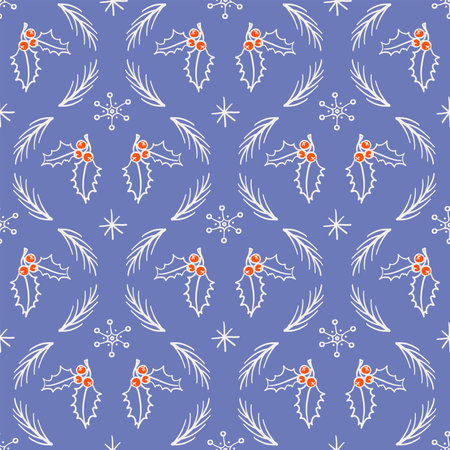 Cute Christmas background. Seamless doodle style pattern with Christmas or New Year elements. Vector illustration for wrapping paper, fabric, textile, scrapbook paper.のイラスト素材