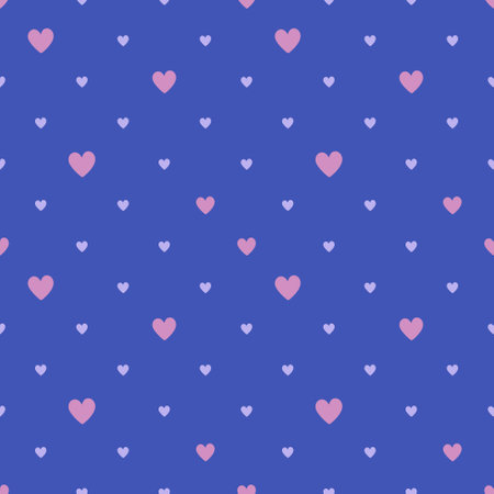 Hearts pattern. Endless ornament with hearts on a neon blue background. Romantic print. Minimalistic vector illustration.のイラスト素材