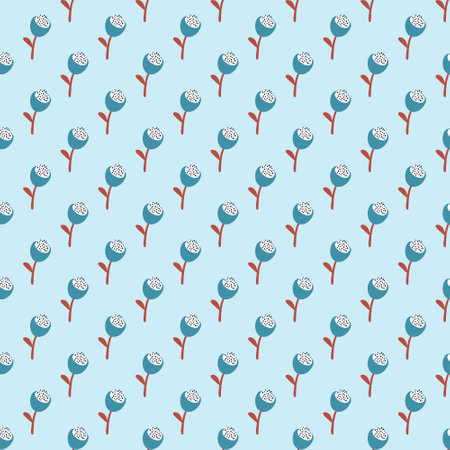 Seamless floral pattern with small flowers. Beautiful Summer blossom background. Naive art plants. Perfect for fabric design, wallpaper, wrapping paper. Vector illustration.のイラスト素材