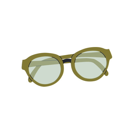 Eyeglasses with lenses isolated on transparent background. Sunglasses front view. Minimalistic hand drawn vector illustration.のイラスト素材