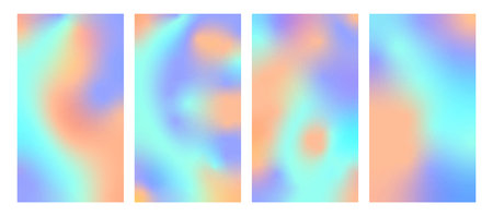 Blurry abstract backgrounds. Holographic vertical stories, cover templates design set for social...