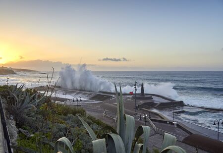Big waves in Bajamar in a stormy day in Tenerife.