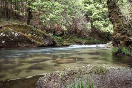 Long exposure photography in Cequeril riverの写真素材