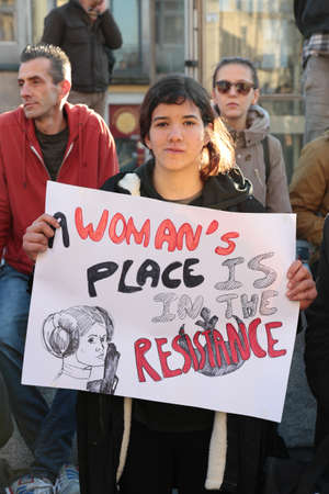 Protesters at The Women's March against Donald Trump a day after his inauguration on January 21st,...