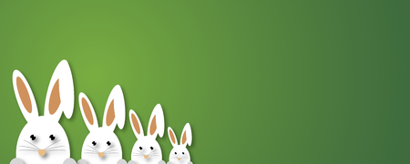 Easter concept. easter rabbits and web banner backgroundの写真素材