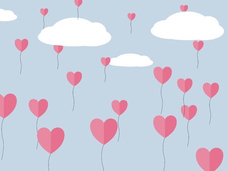 Paper elements in shape of heart flying. symbols of loveの写真素材