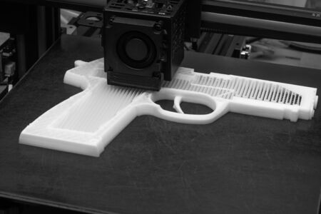 3D printed weapon used for an Assassination attempt Black and whiteの写真素材