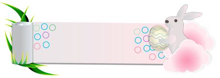Easter eggs with a rabbit with copyspace banner dormateのイラスト素材